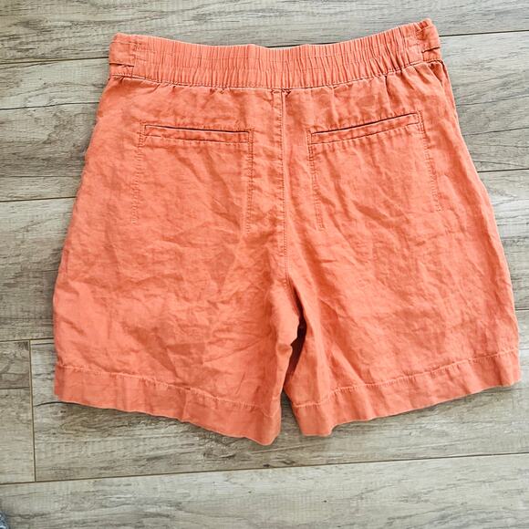 Athleta Voyager 100% Linen Shorts Orange Coral 6 Natural Fabric Travel Pockets - Picture 7 of 8